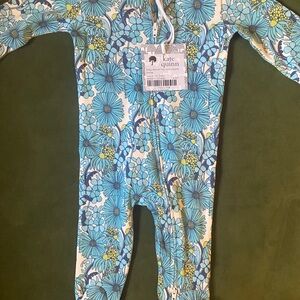 Kate Quinn Teal and Yellow Floral Kids Footie